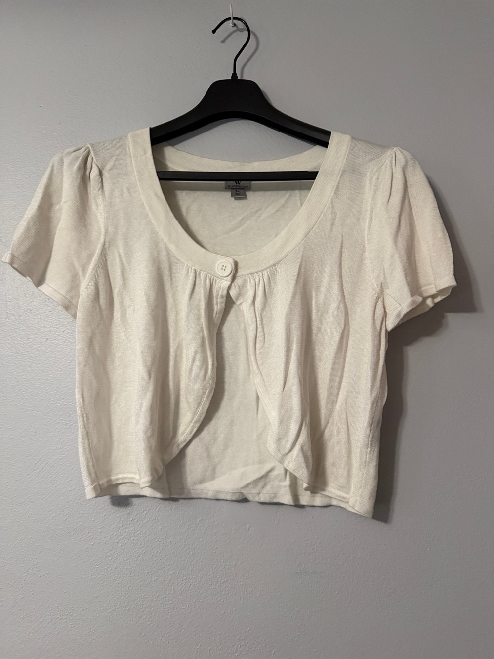 Women's White Short Sleeve Crop Cardigan Bolero